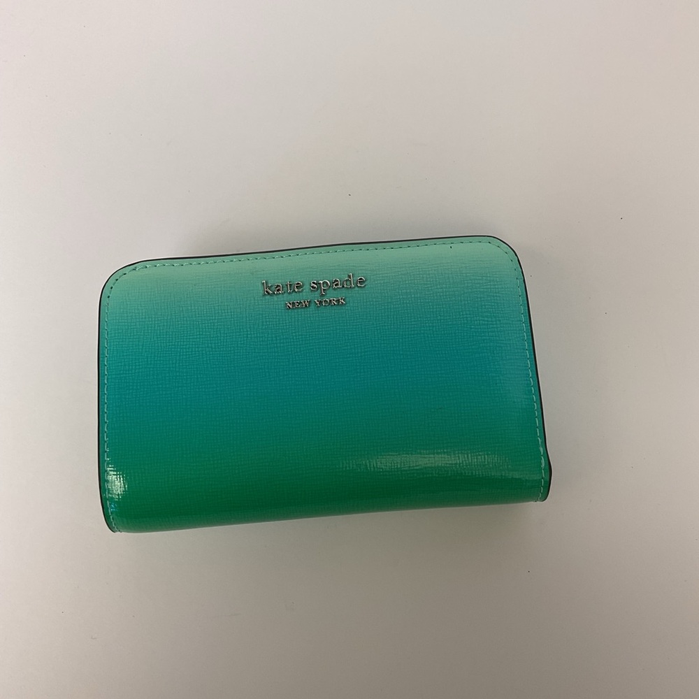 KATE SPADE PATENT LEATHER WALLET AQUA OMBRE NWOT - Picture 13 of 15
